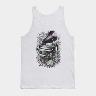 Piano & roses pixel art Nokia green Tank Top